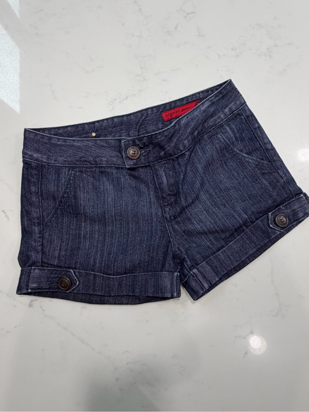 Vigoss dark wash cuffed denim shorts size 5/6 28 Y2K